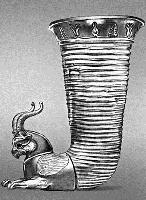Ритон с протомой оленя, 2-ая половина 4 века до. н э.Серебро 