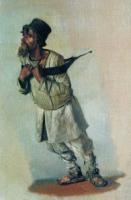Бурлак, держащийся руками за лямку. 1866